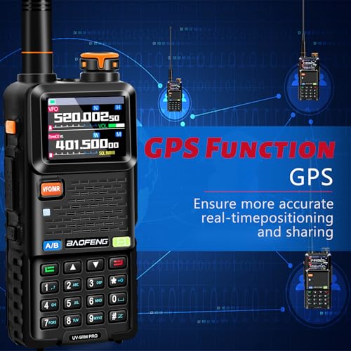 BAOFENG GPS Radio UV-5RM PRO: 10W Ham Radios Long Range, Multi-Band GMRS Handheld Radio 5RM PRO GPS Position Share and Req...