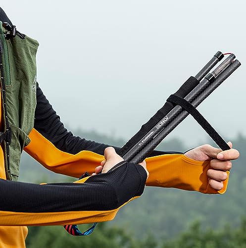 Carbon Fiber Trekking Poles Collapsible Ultralight M Walking or Hiking Sticks with EVA Grips and Drawstring Quick Lock for...