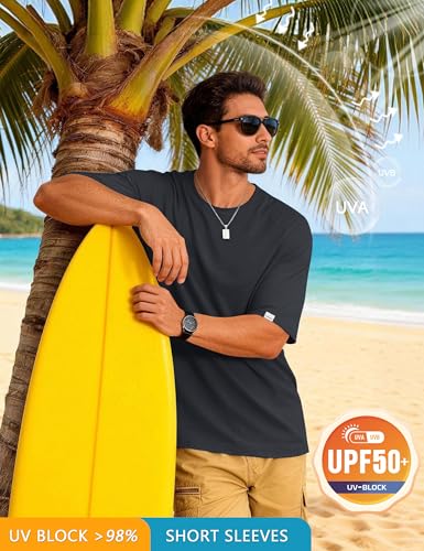 Cotrasen Mens T-Shirts Short Sleeve Cotton Lightweight UPF 50+ Moisture Wicking Cooling Casual Loose Tee Shirts