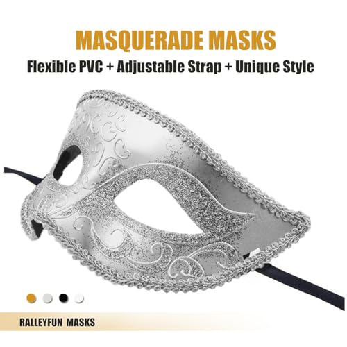 Ralleyfun Masquerade Mask for Men Women Couple Ventian Halloween Masks for Party Prom Ball