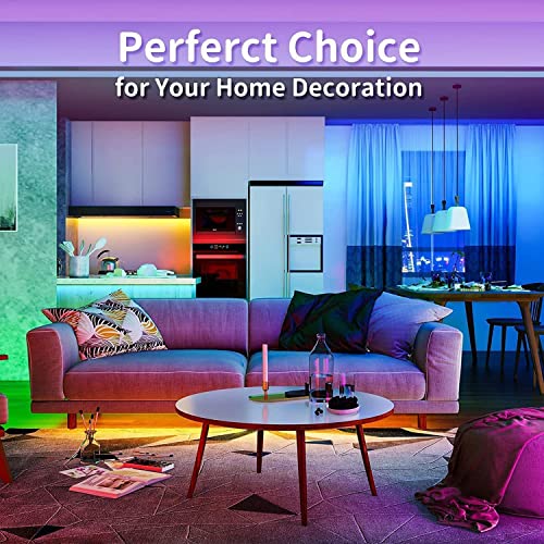 REEMEER Led Lights 100ft Smart APP Control Music Sync Strip Lights RGB Color Changing Strips with Remote, for Bedroom Kitc...
