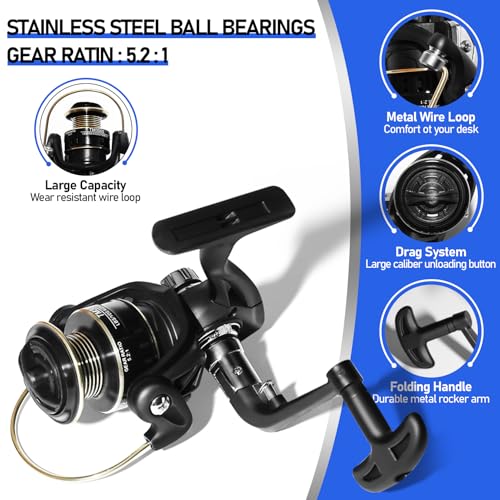Telescopic Fishing Rod and Reel Combo Kit, 2PACK 6.9FT Carbon Fiber Collapsible Rods, Spinning Reels, Lures and Carrier Ba...