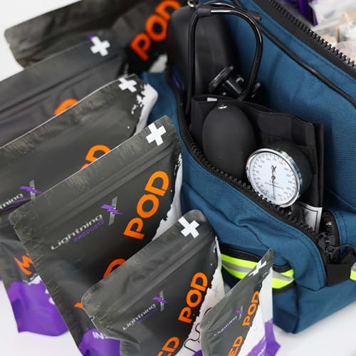 Lightning X MB30-SKC Large EMT Trauma Kit | Fully Stocked First Responder Bag w/ 240+ Supplies | EMS Fire Police Office Sp...