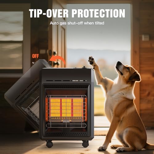 Jocoevol Propane Heater Outdoor Portable 6000 To 18000 BTU Propane Gas Heater Cordless 3 Settings for Patio, With Tip-Over...