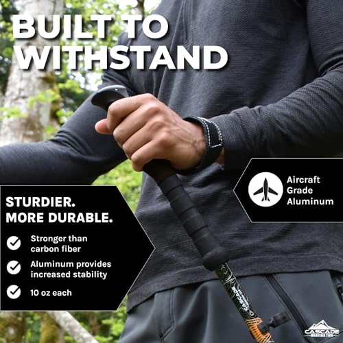 Cascade Mountain Tech Trekking Poles - Aluminum and Carbon Fiber Hiking Walking Sticks with Quick Locks (Set of 4)