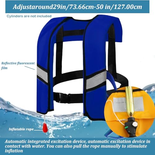 3-Pack 150N Automatic Inflatable Life Jacket – Adjustable Nylon Swim Vest with CO2 Inflation, Reflective Strips & Safety B...