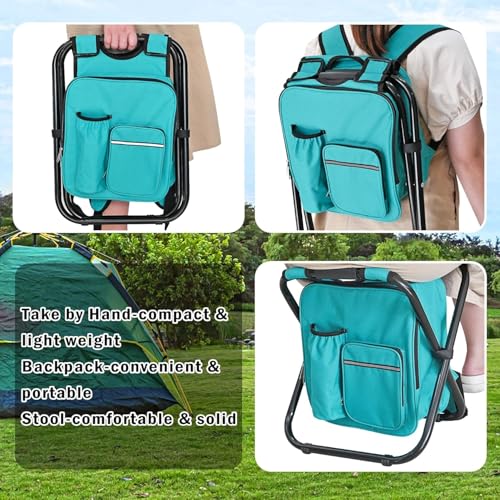 Kikerike Backpack Stool Cooler Chair Heavy Duty 300 LBS Max Load Portable Lightweight Stool Backpack Folding Fishing Coole...