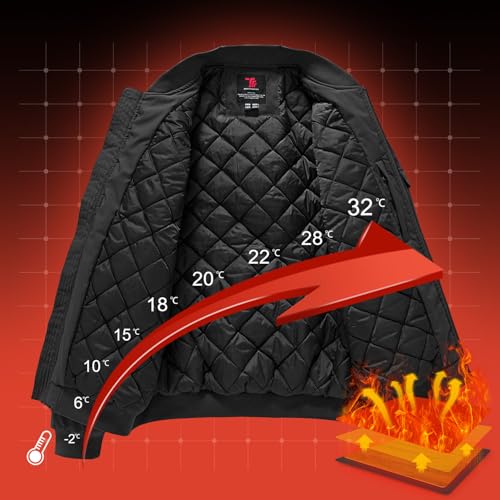 Gopune Men's Windproof Bomber Jacket Warm Water Resistant Windbreaker Winter Outwear Quilted Jackets Coats