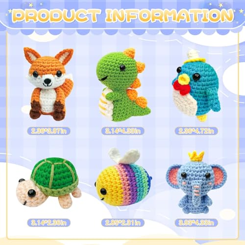 OLHKYN 6Pcs Crochet Kit for Beginners, 2025 DIY Craft for Adults and Kids, Great Gift for Crochet Lovers, Crocheting Anima...