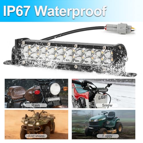 LIGBT Dirt Bike Light Bar Amber White Motorcycle Headlight Kit with ON-Off Switch Universal for 7/8" 22mm Handlebars Pit D...