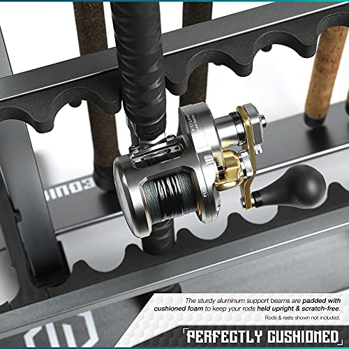 Savior Equipment Fishing Rod Rack Holder Organizer, 24-48 Slots to Hold Fresh Salt Water Spinning Rods & Reel Combo, Light...