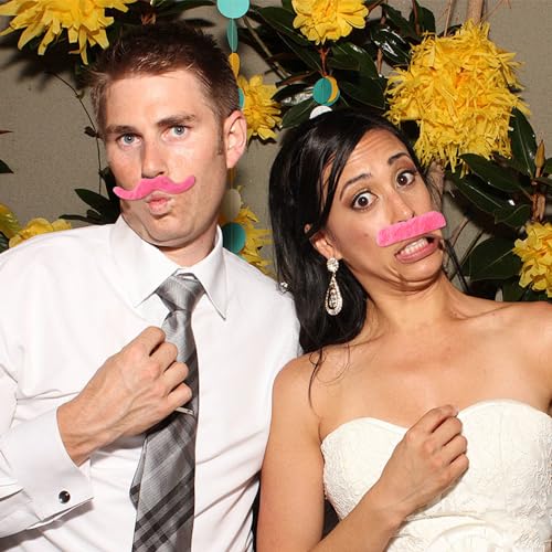 TCOTBE 24 Pcs Pink Self Adhesive Mustaches Hot Pink Self Adhesive Party Mustaches Fake Pink Mustaches Beard Costume Access...