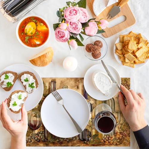 JarThenaAMCS 50 Pack Vintage Paper Placemat Red Wine Theme Disposable Place Mat Retro Grapes Paper Table Mat for Vineyard ...