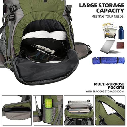 King'sGuard 70L Hiking Backpack with Rain Cover Lightweight Waterproof Travel Camping Backpack Large Backpacking Pack