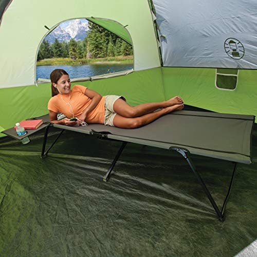 Coleman Pack-Away Big ‘n Tall Camping Cot with Removable Side Table, Extra Wide Cot Fits Adults up to 6ft 6in or 300lbs, C...