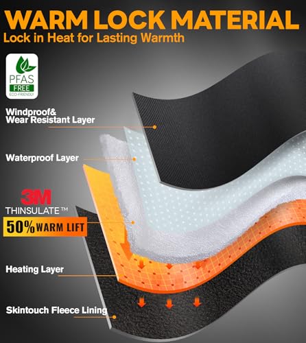 JS LifeStyle Heated Gloves for Men Women Hunting Work Rechargeable 3000mAh Battery with Light-off Fingerless Design Winter