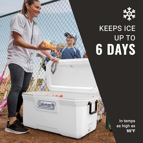 Coleman Marine Cooler with Fully Insulated UV Guard Lid & Body, Keeps Ice for 3+ Days, Great for Boating & Fishing, 52qt/1...
