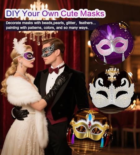 Hcaiip 15 PCS DIY White Masquerade Masks DIY Paper Blank Half Face Mask Craft Art Plain Paintable Mardi Gras Masks Hallowe...
