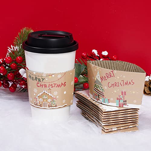 Hmxpls 24 Packs Christmas Santa Coffee Cups Sleeves, Disposable Hot Chocolate Cocoa Cup Sleeves for 12oz 16oz Hot Drinks &...