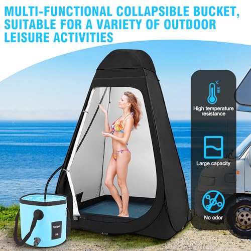 Spopal Collapsible Bucket with Handle 20L, Multifunctional Folding Water Container for Camping, Hiking, Traveling, Fishin...