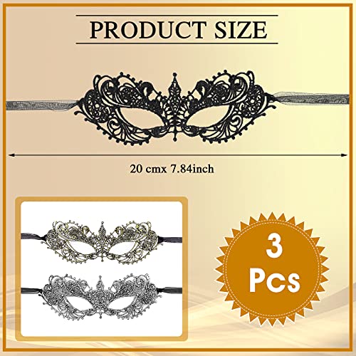 WLLHYF 3 Pcs Adult Masquerade Mask Mysterious Fun Lace Masks for Couples Women Man Lace Headpiece Disguise for Costumes