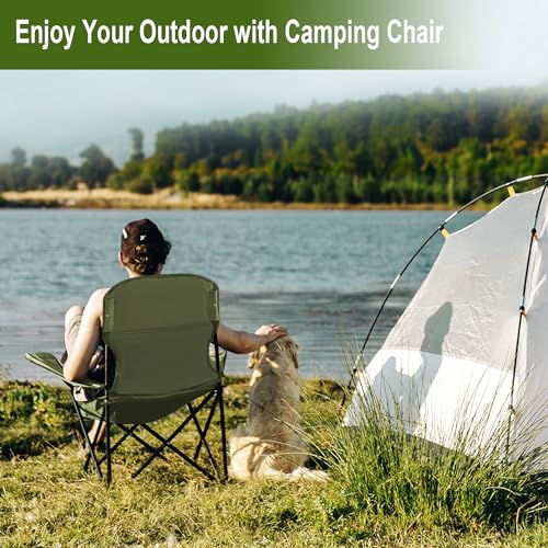 SAILARY Folding Camping Collapsible Chairs Heavy Duty Lawn Chair with Cooler Bag, Storage Pocket, Waterproof Bag Outdoor A...