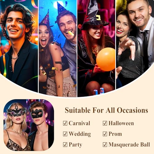 OIDEA Masquerade Mask Couples Set: Rhinestones Metal Cosplay Venetian Party Mask Halloween Costume Mardi Gras