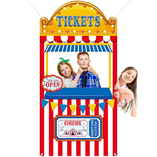Carnival Circus Party Decorations Carnival Ticket Booth Circus Theme Photo Booth Props Backdrop Fabric Photo Birthday Bann...