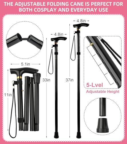EVAFESNS 100 Days of School Old Lady Grandma Costume Accessories Set with Wig, Glasses, Cane & Faux Pearl Set