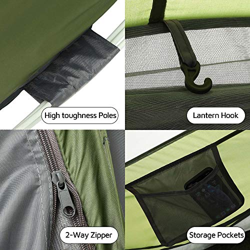 4 Person Easy Pop Up Tent,9.5’X6.6’X52'',Waterproof, Automatic Setup,2 Doors-Instant Family Tents for Camping, Hiking & Tr...
