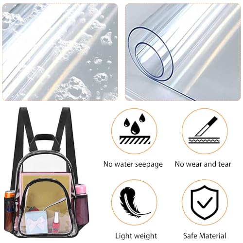 TKSDWBLTY 3Pcs Clear Backpack for Stadium Events,10x12x4 Inches Small Clear Backpack for Concert,Transparent Bag for Socce...