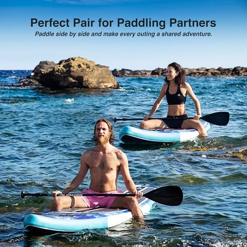 SereneLife Set of 2 Inflatable Stand Up Paddle Boards with Premium Accessories – SUP Pair with 32" Wide Stable Design, No...