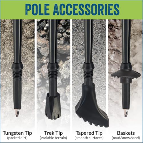 York Nordic Ultralight Folding Walking Poles - Travel Ready - with Rubber Feet, Baskets, and Bag