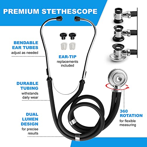 Primacare KB-9397-BK Stethoscope Case, Supplies Included, Black with Multiple Compartments, Portable and Lightweight First...