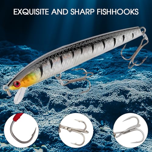 Funzhan 27Pcs Fishing Lures Kit Diving Bass/Trout/Pike Hard and Soft Lures Gift for Fishermen Freshwater or Saltwater Fish...
