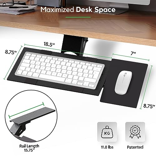 KT1 Ergonomic Keyboard Tray Under Desk - Under Desk Keyboard Tray Slide Out with Adjustable Height and Tilt - Easy to Slid...