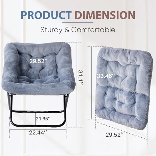 DUMOS Comfy Chair for Adults, Soft Faux Fur Folding Lounge for Bedroom Living Room Dorm Rooms Flexible Reading Chair for T...