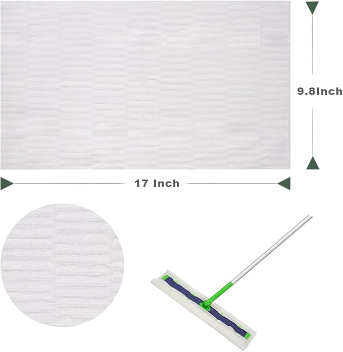 SUZZYVINE XL Dry Mop Refills for Floor Mopping and Cleaning X Large Dry Sweeping Pads Disposable Sweeping Cloths for XL Sweeper, Unscented, 9.8 X 17 Inch Extra Large and Thick 30 Counts
