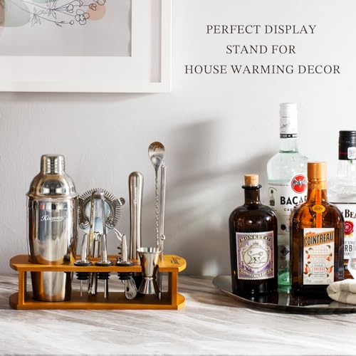 KITESSENSU Cocktail Shaker Set Bartender Kit with Stand | Bar Set Drink Mixer Set with All Essential Accessory Tools: Mart...