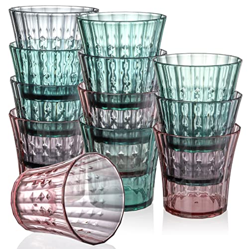 AVLA 12 Pack Plastic Water Tumblers, 10 OZ Unbreakable Acrylic Drinking Glasses, Transparent Reusable Juice Wine Cup, BPA-...