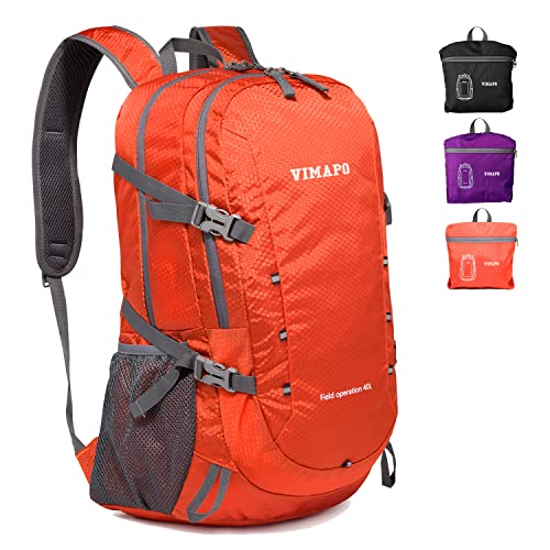 vimapo Lightweight Foldable Hiking Backpack 40L, Ripstop Nylon Packable Travel Daypack, Collapsible Backpack For Traveling...