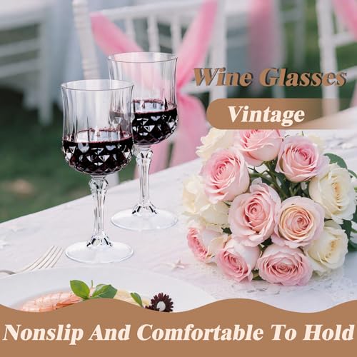 Ciaell 24PCS Plastic Wine Glasses - 7 Oz Plastic Goblets for Party - Clear Vintage Drinking Glasses - Disposable Water Gob...