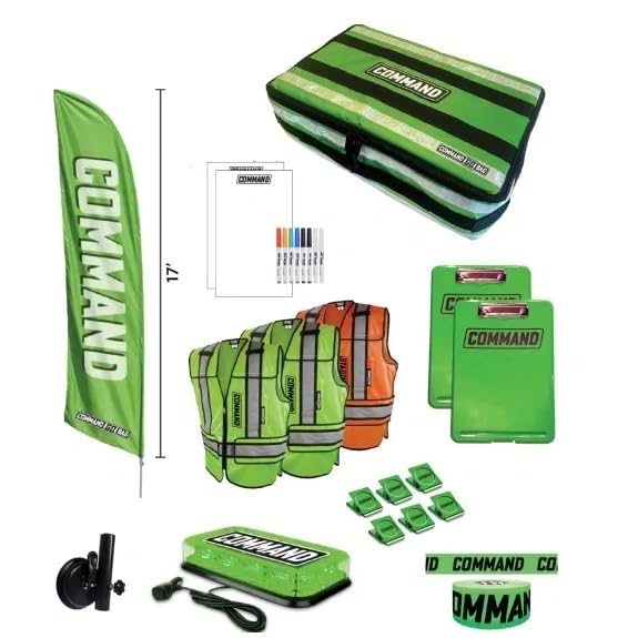 COMMAND GOBAG Incident Command Kit Rapid Deployment with Vests, Flag Banner, Strobe Light, Whiteboards & Accessories, Esse...