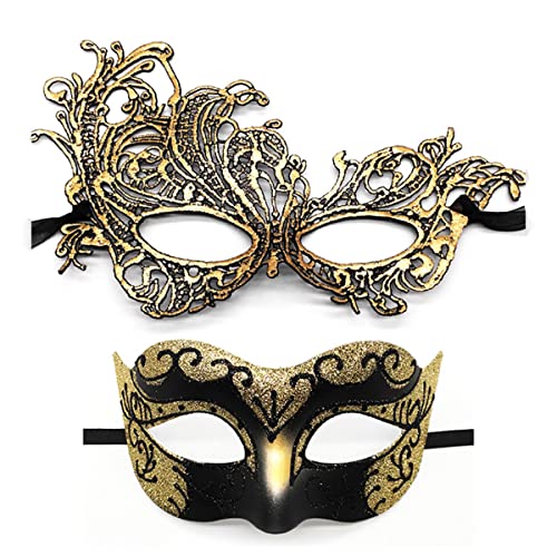 Masquerade Mask for Couples Lace Eye Mask Venetian Carnival Halloween Mask Party Ball Prom Mask Costume Mardi Gras 2Pack