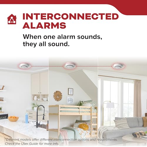 Kidde Hardwired Smoke Detector, 10-Year Battery Backup, Voice Alerts, Interconnectable, LED Warning Light Indicators, 20SA10-V