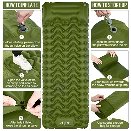 MOXILS Sleeping Pad, Ultralight Inflatable Sleeping Pad for Camping, Built-in Pump, Ultimate for Camping, Hiking, Airpad, ...