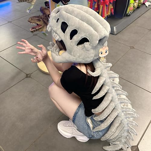 elotugool Dinosaur Skeleton Costume - Realistic 3D Dinosaur Skull Headpiece and Spine Set | Kids Adults Dinosaur Costume Cosplay Photos Props for Halloween/Dress-Up/Cosplay Party