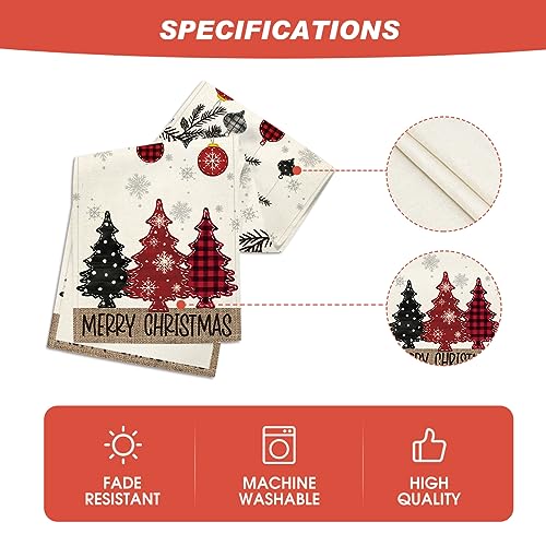 Artoid Mode Red Pine Trees Merry Christmas Table Runner, Winter Xmas Holiday Kitchen Dining Table Decoration for Home Part...