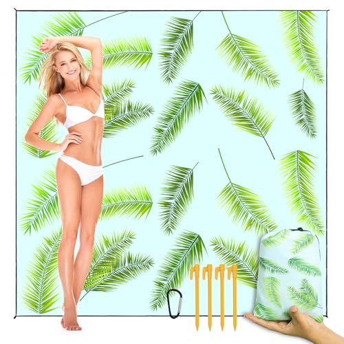 Beach Blanket Waterproof Sandproof beach mat 79" X 118" portable Quick Drying large essentials pincic mat for 2-8 adults h...