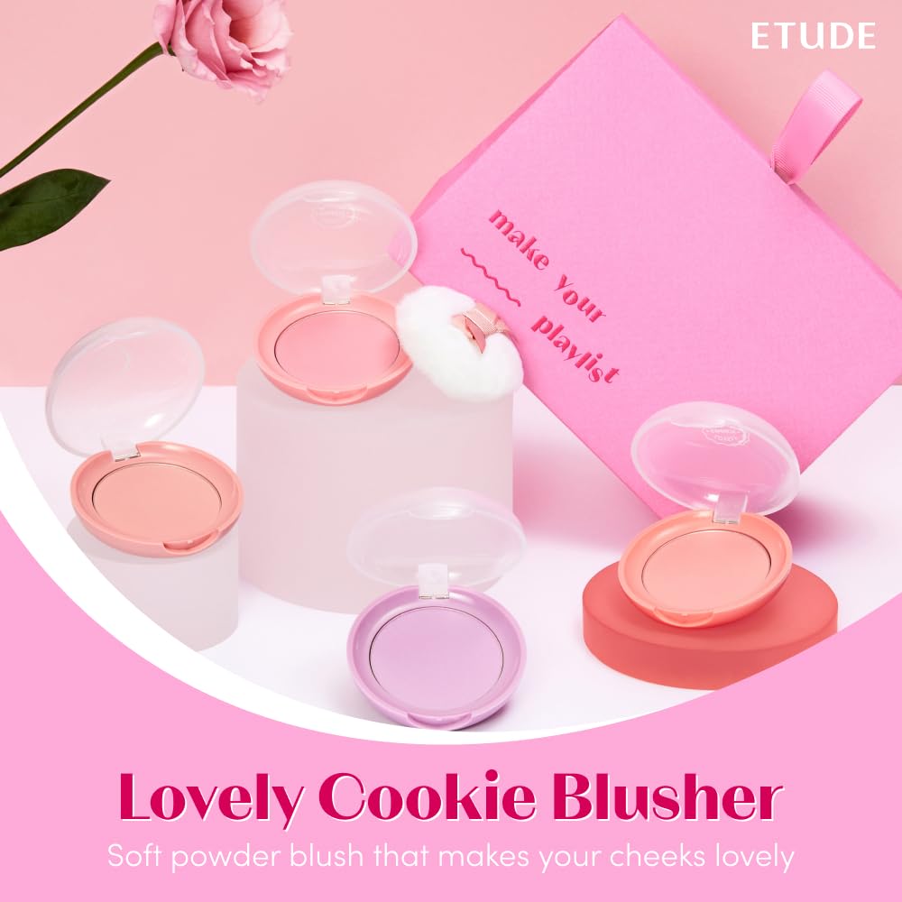 ETUDE Lovely Cookie Blusher - Lavender Lemon Macaron 4g | Glowing & Natural Powder Blush with Long-Lasting Sebum Control | Easy